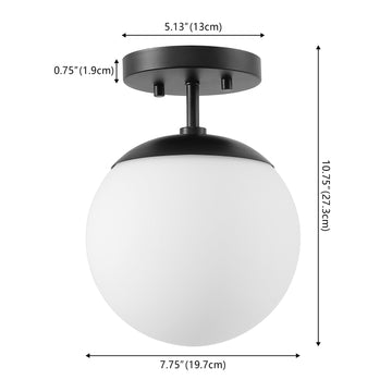 Marcel Bistro 7.75" Bohemian Farmhouse Iron/Frosted Glass LED Semi Flush Mount - JONATHAN Y